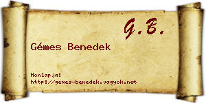 Gémes Benedek névjegykártya